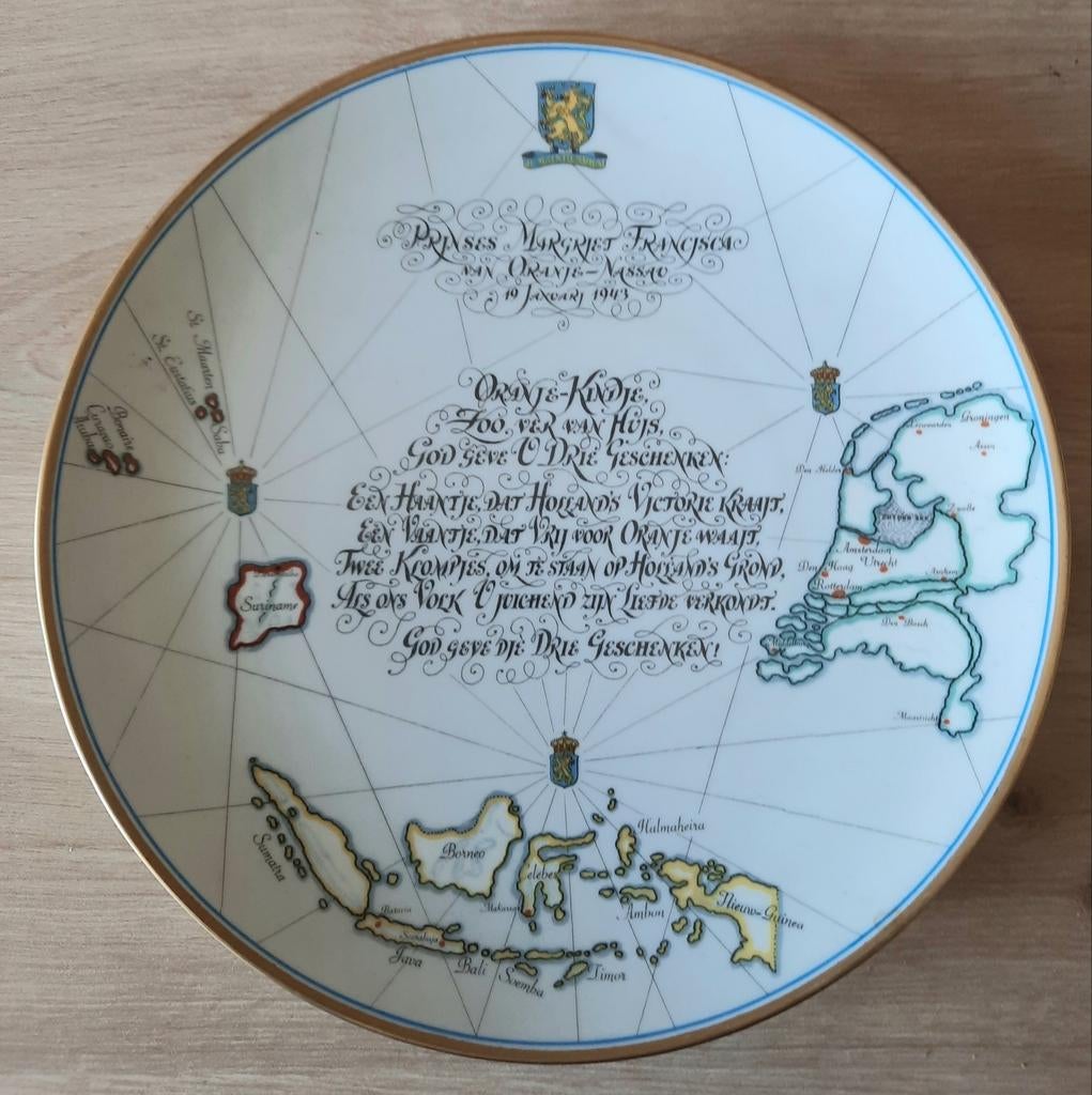 Wandbord porselein, herdenking geboorte prinses Margriet, Verzenden