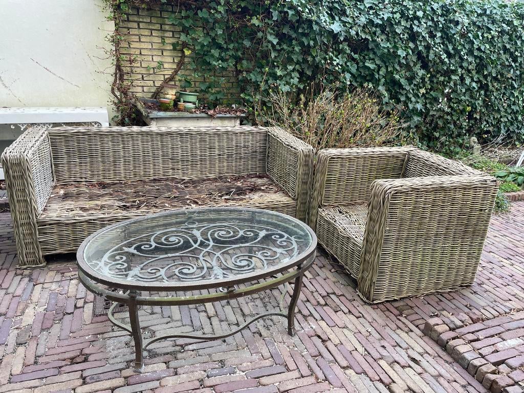 Rotan tuinset, Tuin en Terras, Ophalen, 4 zitplaatsen, Gebruikt, Rotan
