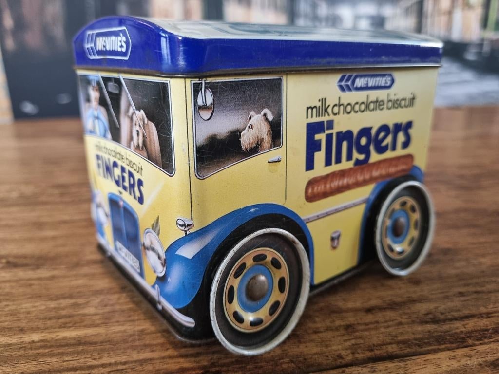 Vintage McVitie's Fingers koekblik bus - uniek, Verzamelen, Blikken, Ophalen of Verzenden, Gebruikt, Koek(jes)