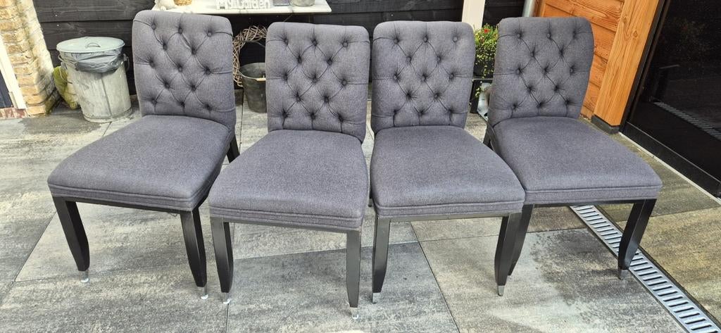 Eichholtz eetkamer stoelen donkergrijs - 4 stuks, Huis en Inrichting, Stoelen, Ophalen, Gebruikt, Luxe, Eichholtz, Vier