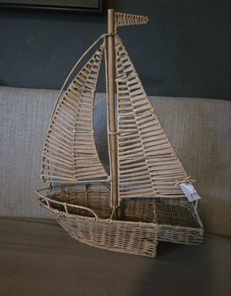 Rivièra Maison Rattan Zeilboot Decoratie, Beige, Ophalen of Verzenden, Natuurlijk materiaal, Landelijk