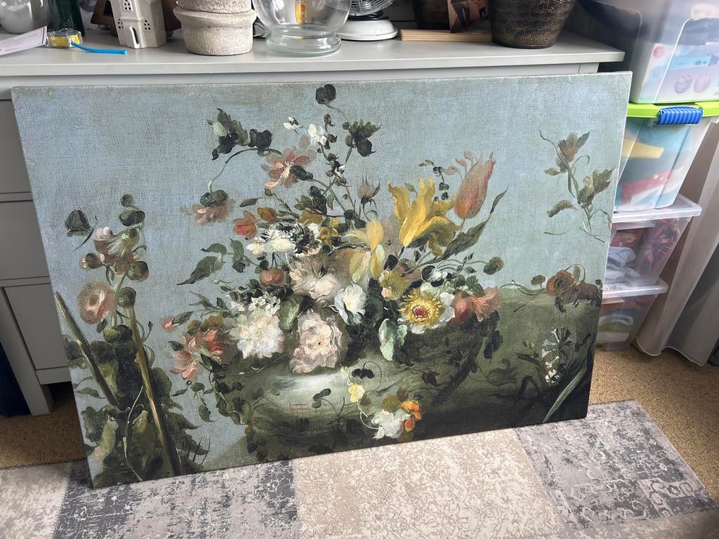 Groot Bloemen Schilderij met Certificaat - 135x95 cm, Antiek en Kunst, Kunst | Schilderijen | Klassiek, Ophalen