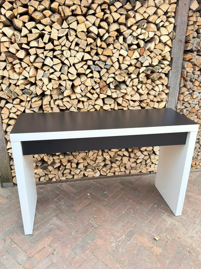 Malm ikea toilettafel vanity table kaptafel zwart wit, Gebruikt, 100 tot 150 cm, Ophalen of Verzenden, 25 tot 50 cm