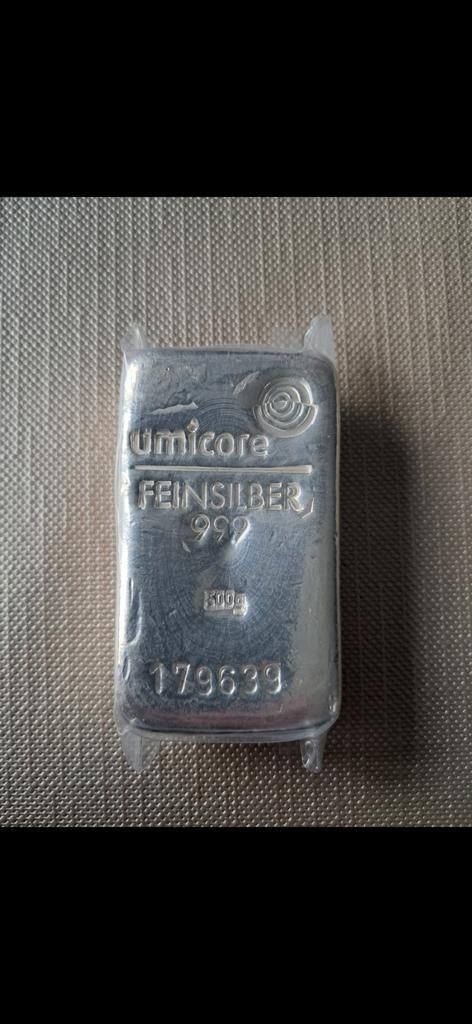 Umicore Zilverbaar 500g - Fijnzilver 999, Postzegels en Munten, Edelmetalen en Baren, Ophalen of Verzenden