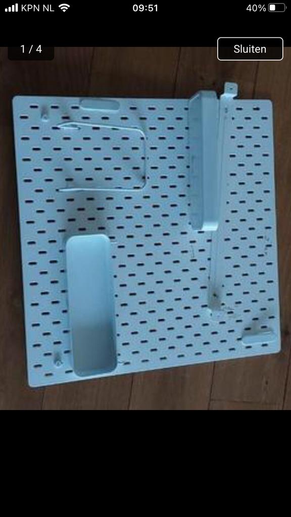 Te koop wit IKEA Skadis ophangbord met accessoires, Ophalen of Verzenden