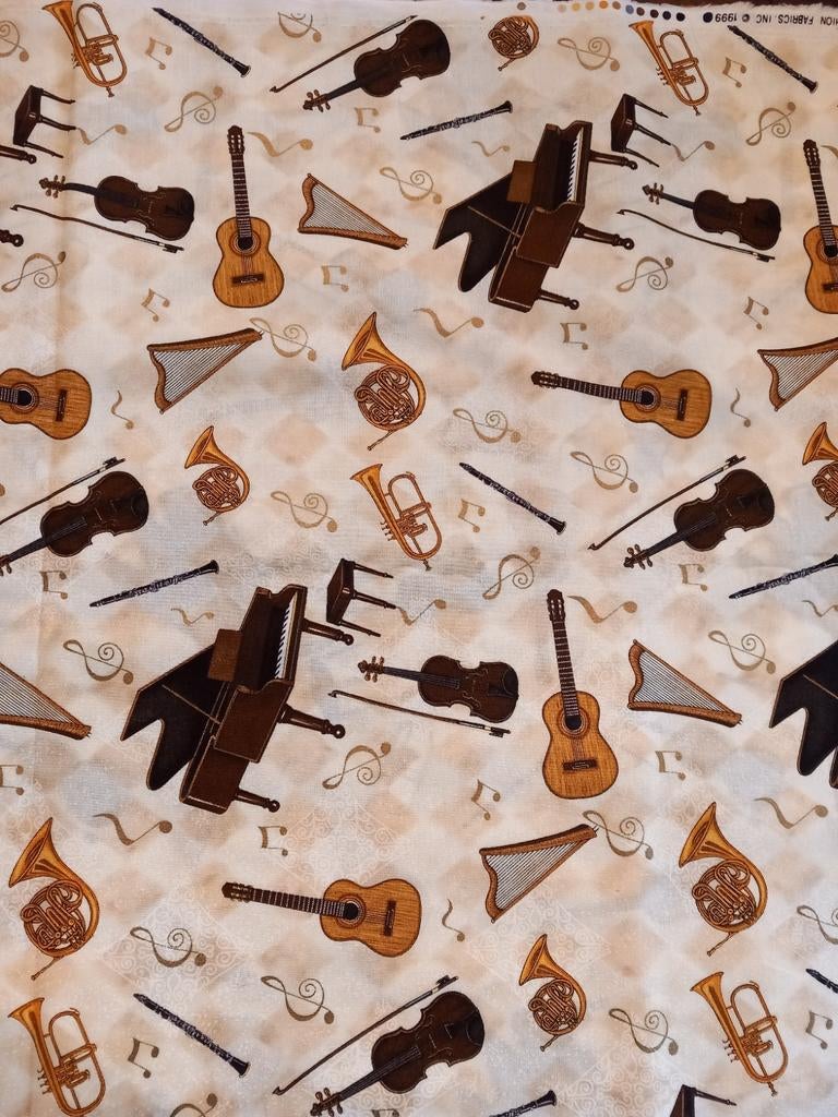 Quiltstof muziekinstrumenten, Ophalen of Verzenden, Katoen, 30 tot 200 cm, 120 cm of meer