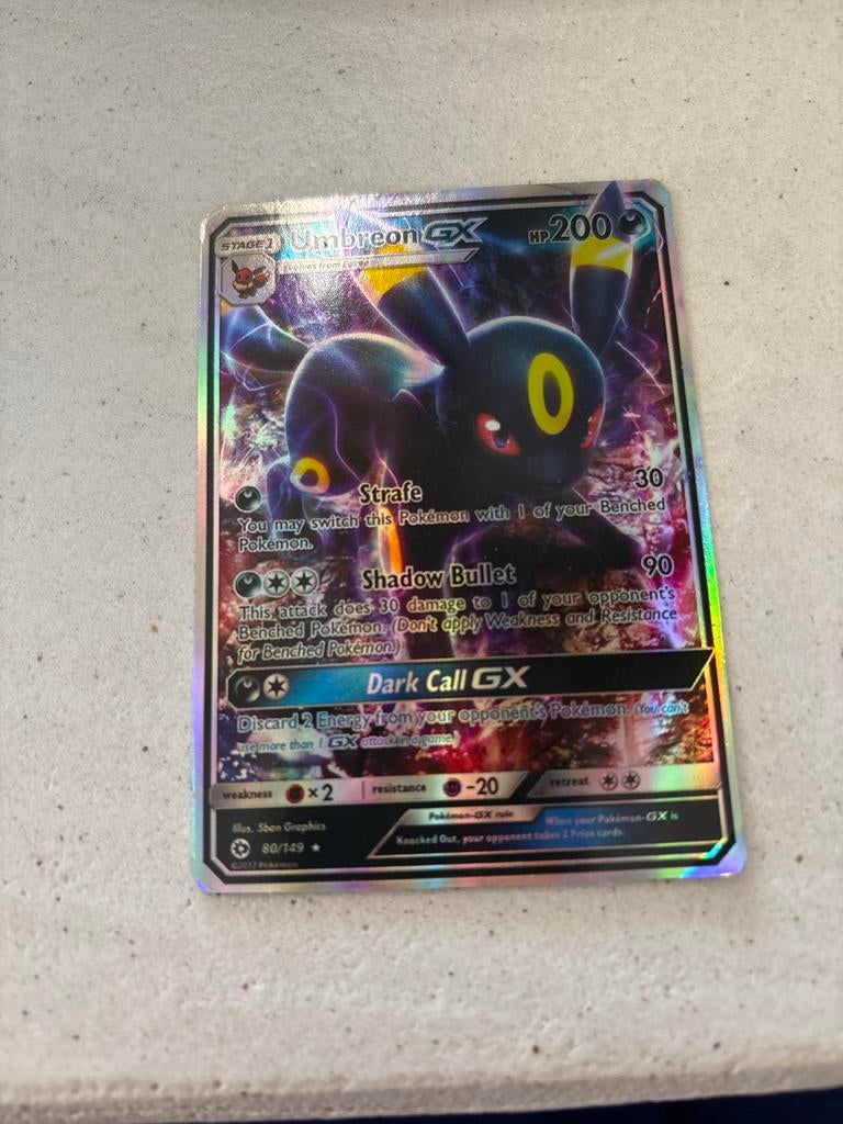 Umbreon GX 80/149 Pokémon Kaart - Zo goed als nieuw, Verzenden, Zo goed als nieuw, Losse kaart, Foil