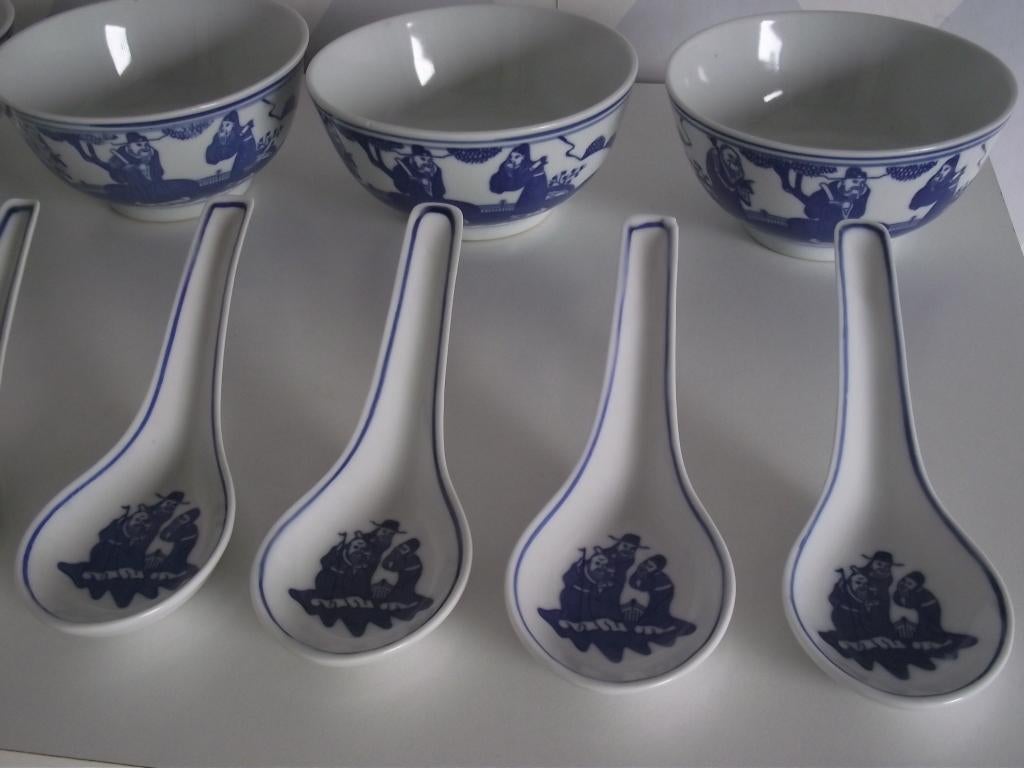 3 chinees porselein rijstlepels Scolar symbool wijsheid p st, Ophalen of Verzenden