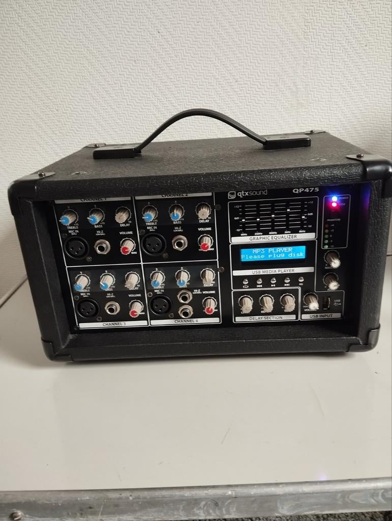 Qtxsound QP475 Draagbare PA-mixer met USB/MP3-speler, Muziek en Instrumenten, Versterkers | Keyboard, Monitor en PA, Gebruikt