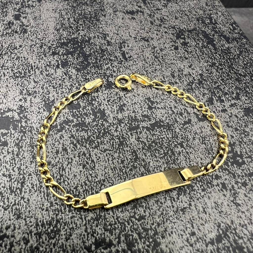 14 karaat gouden baby armband incl graveren, Sieraden, Tassen en Uiterlijk, Armbanden, Ophalen of Verzenden, Zo goed als nieuw