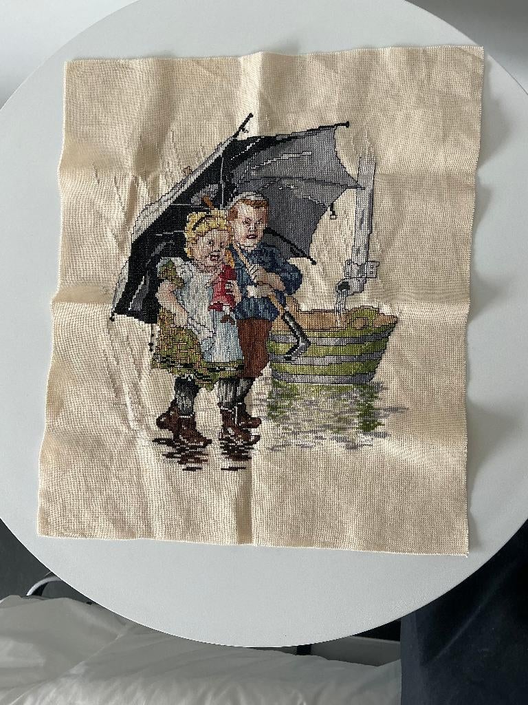 borduurset Ot en sien, onder de paraplu + borduurgarens DMC, Ophalen of Verzenden, Nieuw, Borduurgaren of Zijde