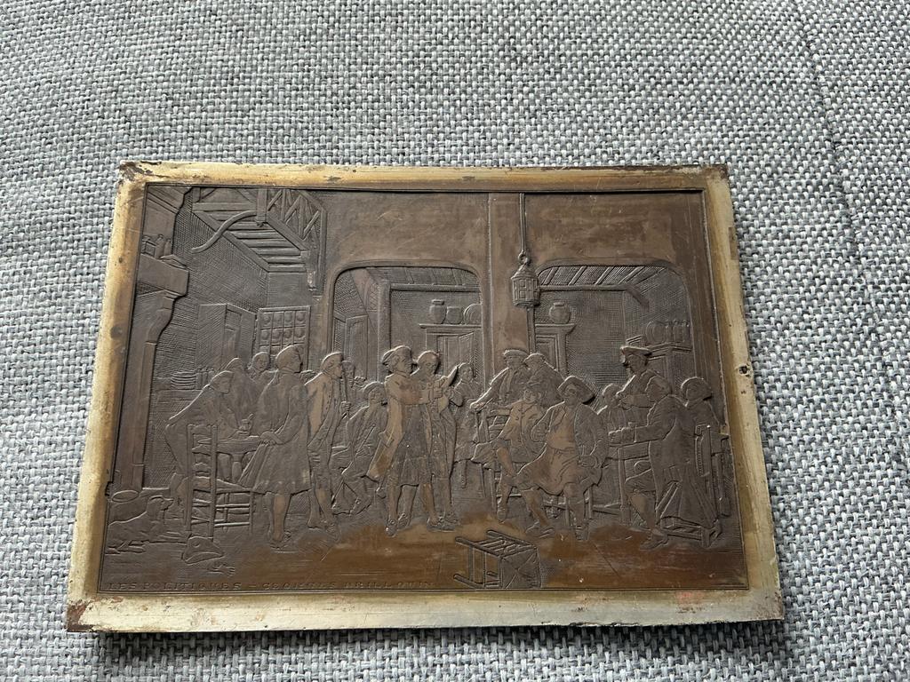 Bronzen plaquette 'Les Politiques - Georges Brillouin', Ophalen of Verzenden, Brons