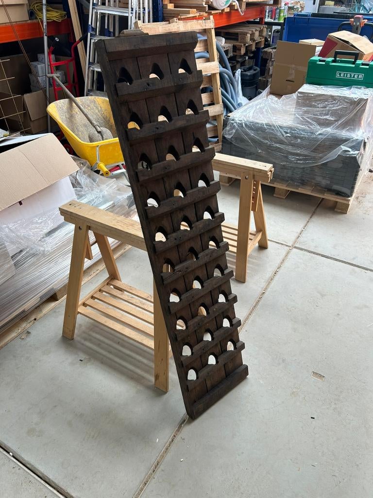 vintage eiken Wijnrek, Huis en Inrichting, Woonaccessoires | Wijnrekken, Ophalen, Zo goed als nieuw, 25 flessen of meer, 75 cm of meer