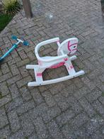 Houten hobbelpaard wit/roze, Ophalen of Verzenden, Gebruikt