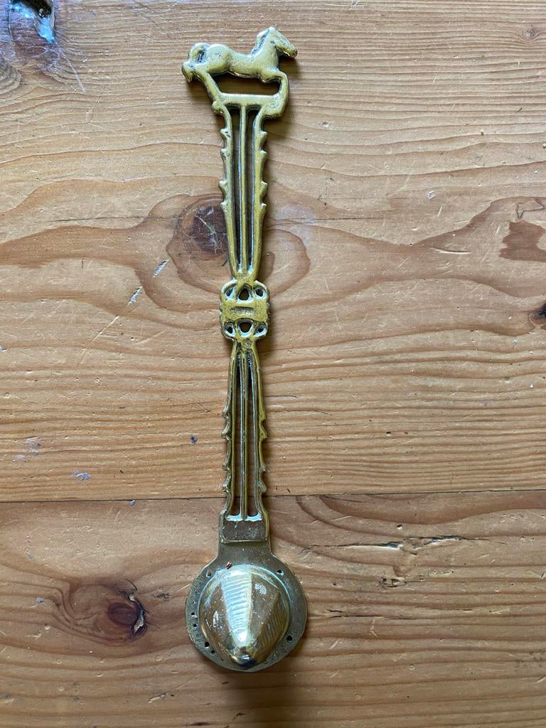 Koperen kaarsendover met paardje, Ophalen of Verzenden, Gebruikt, Overige materialen, Minder dan 25 cm