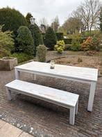 Houten tafel en bankje, Ophalen, Gebruikt, Rechthoekig, Hout