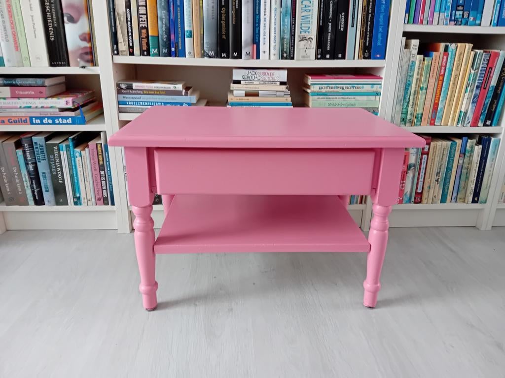 Nachtkastje met lade, roze, Huis en Inrichting, Slaapkamer | Nachtkastjes, Ophalen, Gebruikt, Minder dan 45 cm