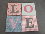 4 Schilderijtjes LOVE - Decoratie voor Kinderkamer, Huis en Inrichting, Minder dan 50 cm, Ophalen of Verzenden, Zo goed als nieuw