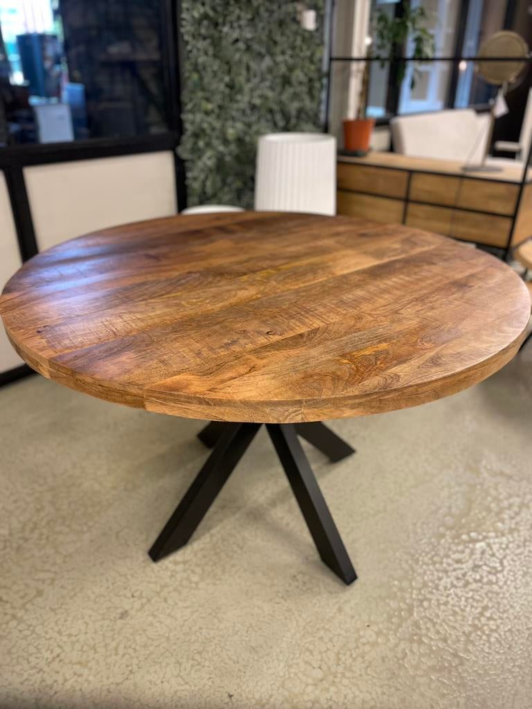 LEEGVERKOOP MANGO ROND SPINPOOT VOORRAAD CHEFMEUBEL! 199, Ophalen, Bruin, Nieuw, Modern