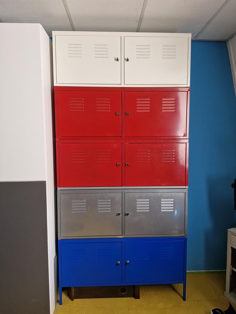 IKEA locker metalen kasten set, Ophalen, Gebruikt, Industrieel, Modern, Speels, Kleurrijk