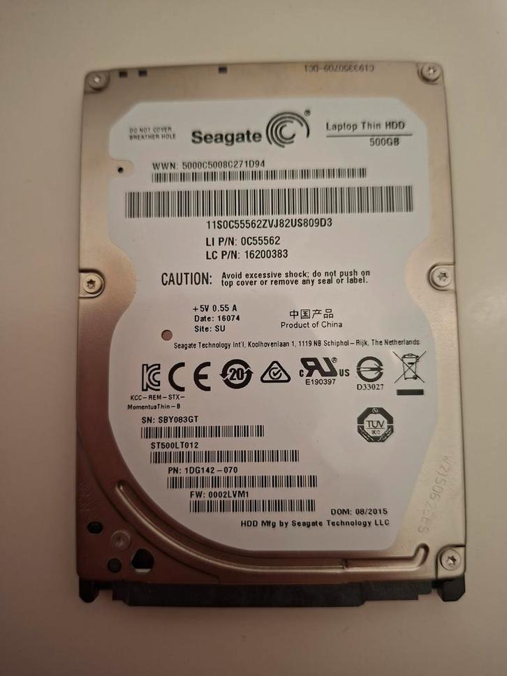 500GB seagate Harddisk laptop, Computers en Software, Harde schijven, Zo goed als nieuw, Laptop, Intern, HDD, SATA, Ophalen of Verzenden