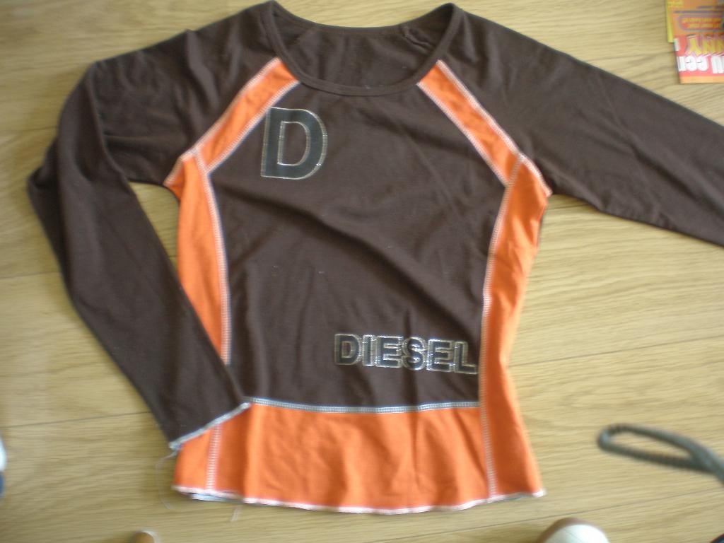 Bruin/Oranje Shirt Diesel Maat XS, Bruin, Ophalen of Verzenden, Lange mouw, Maat 34 (XS) of kleiner