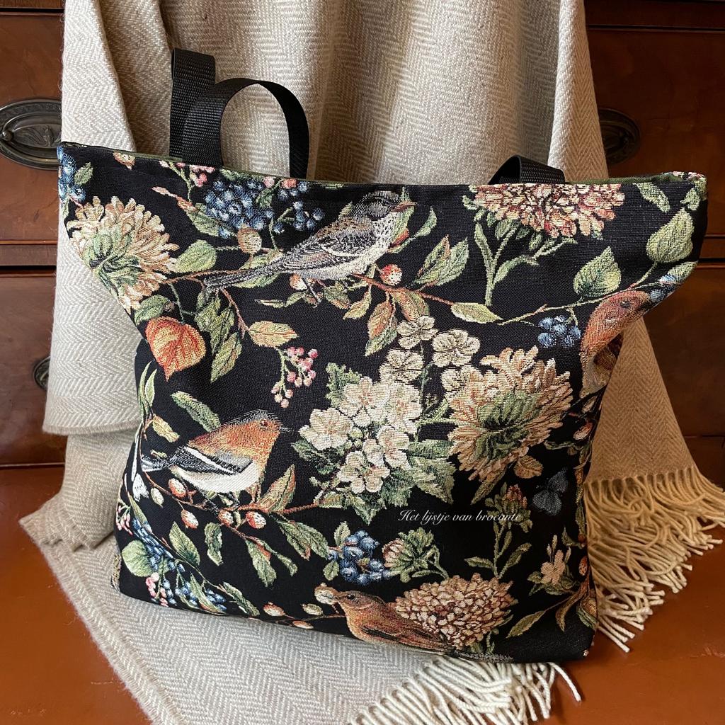 Handgemaakte Tote bag / Shopper Gobelin Birds, Sieraden, Tassen en Uiterlijk, Tassen | Damestassen, Westdijk 41 3241 GT Middelharnis