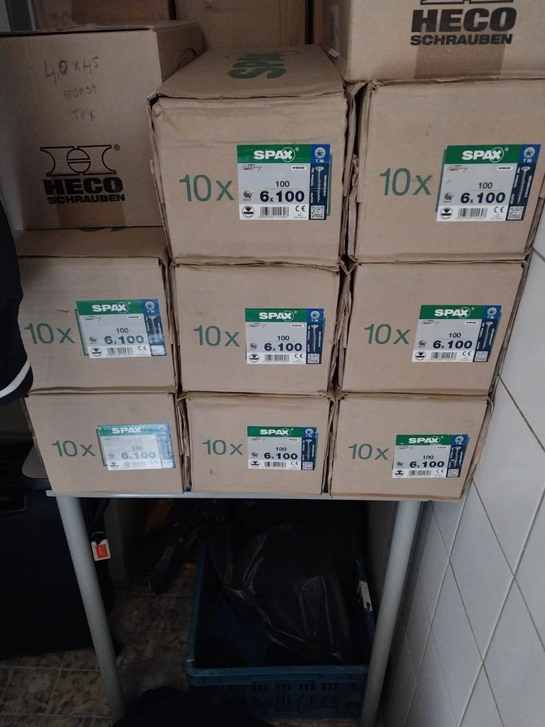 Partij spax Schroeven 6x100mm trx 10x doos a 100st verzinkt, Ophalen of Verzenden, Nieuw, 50 tot 100 mm, Schroeven