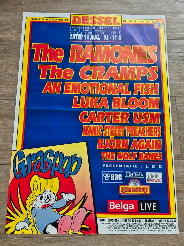 Concert poster Graspop 1993 -originele poster- zeldzaam, Ophalen of Verzenden, Muziek