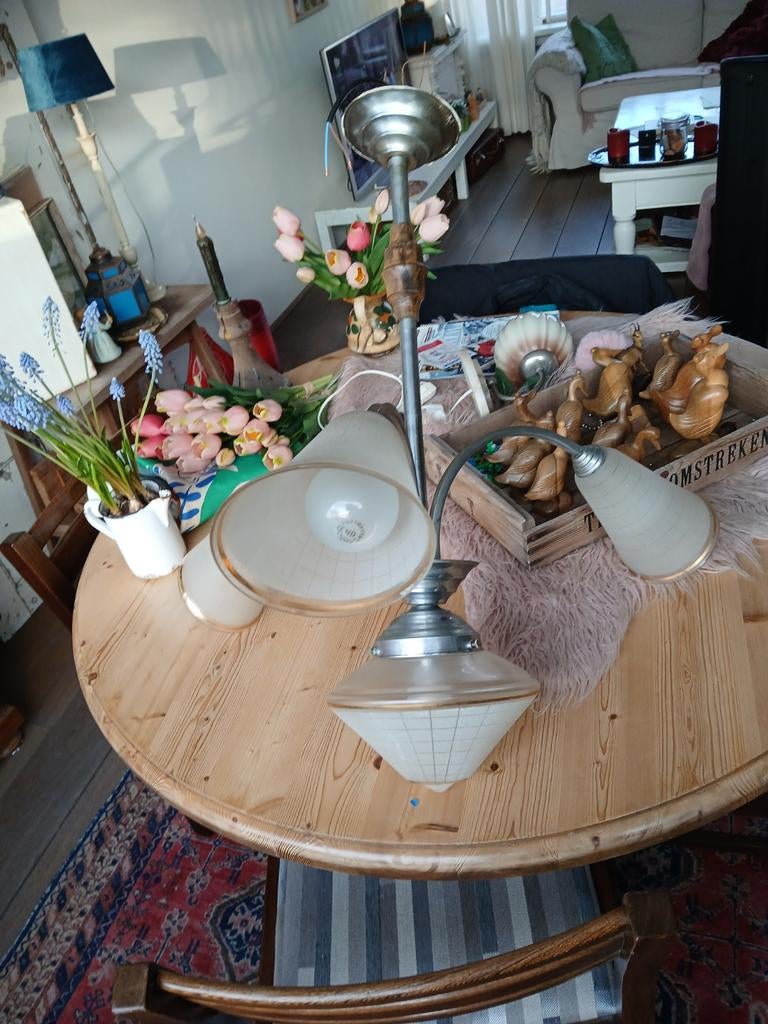 Vintage  hanglamp, Huis en Inrichting, Ophalen, Glas, Vintage