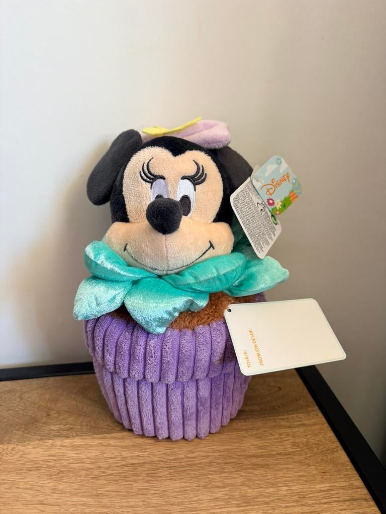 Disney minnie mouse bloempot knuffel, Verzamelen, Disney, Ophalen of Verzenden, Mickey Mouse, Zo goed als nieuw, Beeldje of Figuurtje