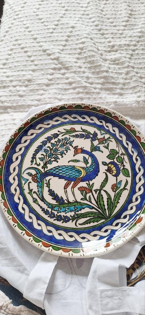 Decoratief bord met pauw en bloemenpatroon, Ophalen