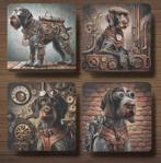 Duitse Staande Draadhaar Steampunk onderzetters met houder, Ophalen of Verzenden, Nieuw, Glas of Kopje