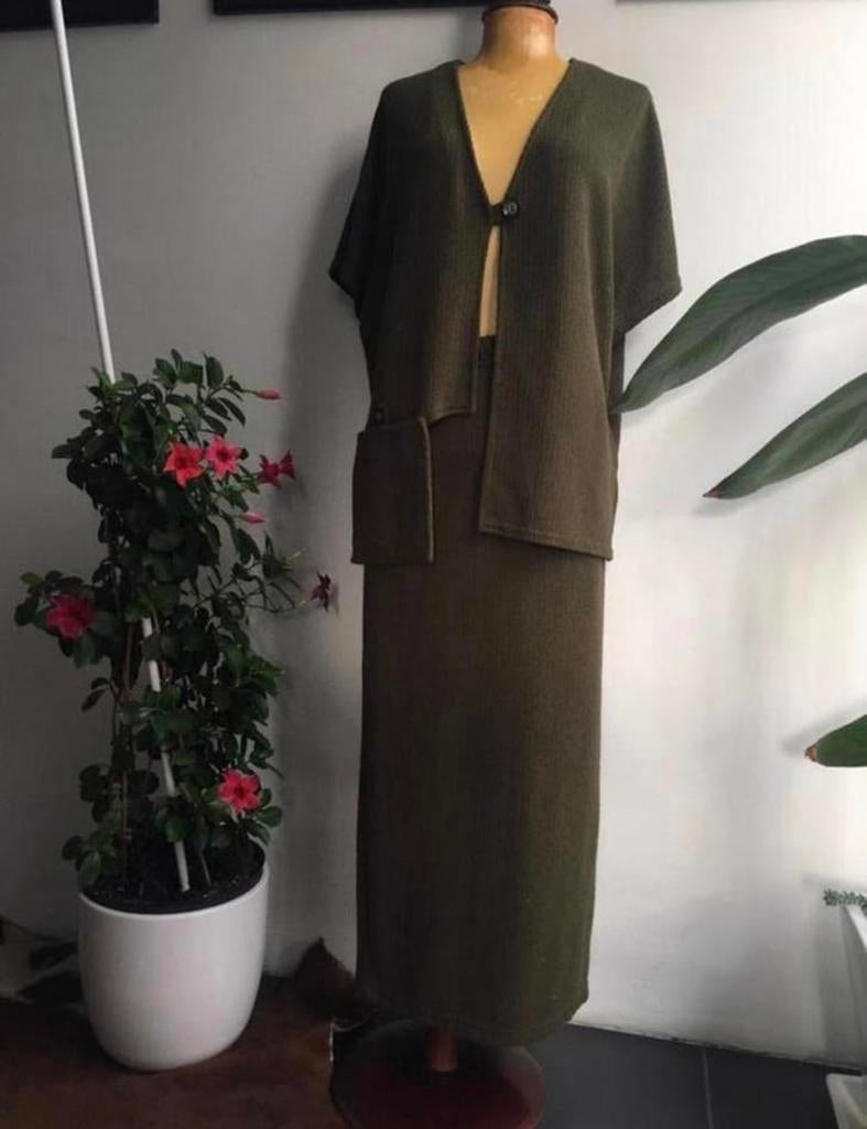 Gina Laura rokkostuum damespak olijfgroen donkergroen, Maat 38/40 (M), Kostuum of Pak, Ophalen of Verzenden, Zo goed als nieuw