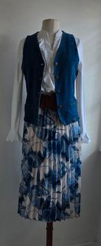 Gilet spijkerstof blouse Helena Hart & rok Adolfo, Maat 42/44 (L), Zo goed als nieuw, Jasje, Purdey pauw