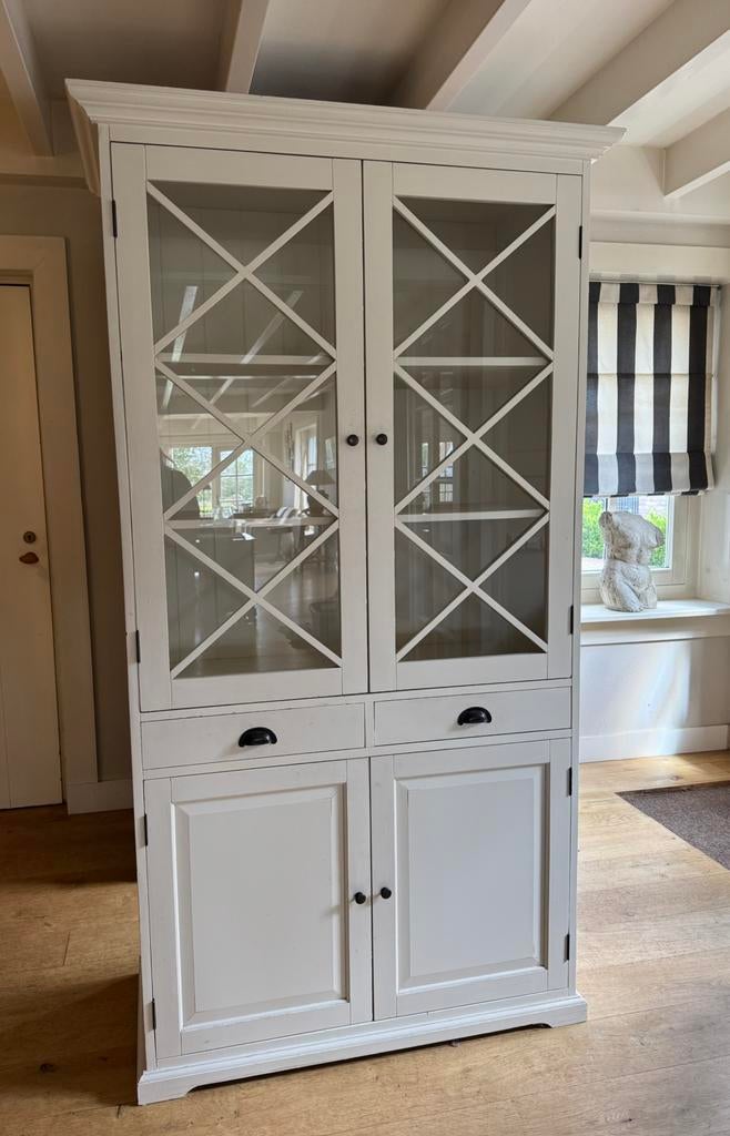 Buffetkast, vitrinekast, servieskast, woonkamer, wit, Ophalen, Gebruikt, 200 cm of meer, Glas