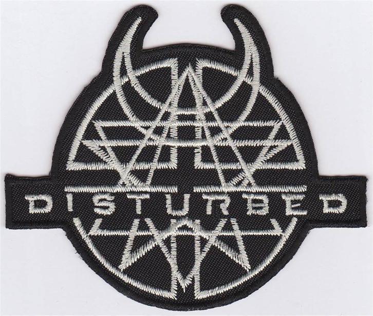 Disturbed stoffen opstrijk patch embleem, Verzamelen, Muziek, Artiesten en Beroemdheden, Nieuw, Kleding, Ophalen of Verzenden
