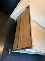 Stoer industrieel bed inclusief kwalitatieve lattenbodem, Ophalen, Gebruikt, Bruin, Steigerhout