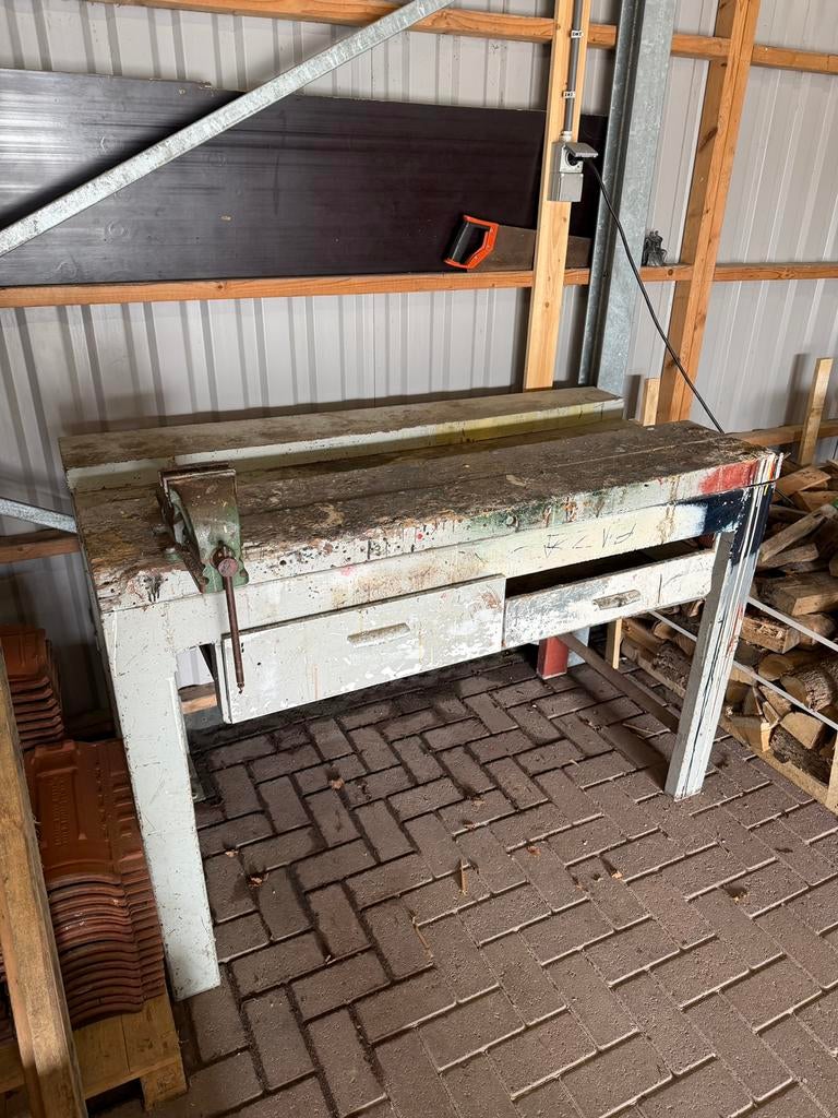 Werkbank werk bank 150 cm met lades en bankschroef, Doe-het-zelf en Verbouw, Ophalen, Gebruikt, Bankschroef