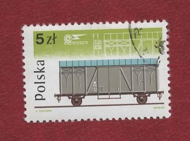 Treinen - Polen - 5 Zl. (2.) gebr, Ophalen of Verzenden, Gestempeld, Treinen