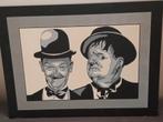 Stan Laurel Olivier Hardy schilderij op ingelegd mdf, Ophalen of Verzenden