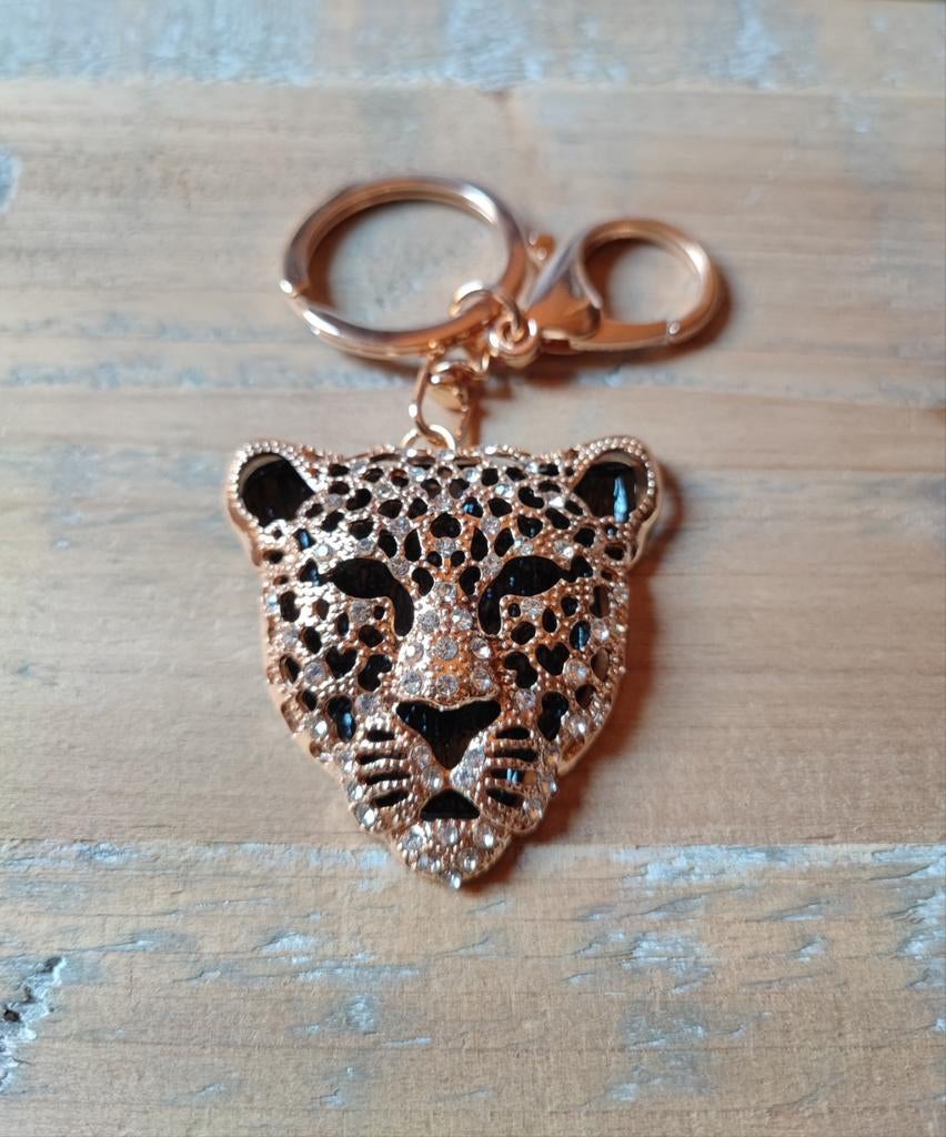 Sleutelhanger luipaardkop met steentjes, Verzamelen, Verzenden, Nieuw