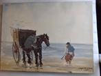 schilderij van Jan Kelderman (1914-1990) "De schelpenvisser", Antiek en Kunst, Ophalen of Verzenden