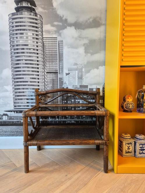 Rotan bijzettafel, Huis en Inrichting, Tafels | Bijzettafels, Zo goed als nieuw, Rechthoekig, Hout, Ophalen