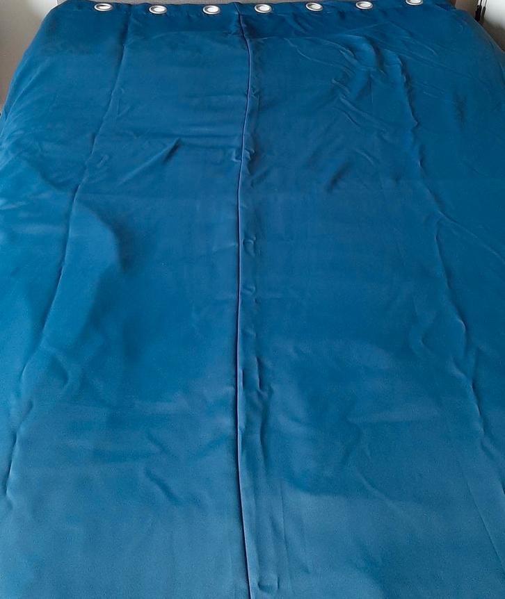 Donkerblauwe verduisterende gordijnen, Huis en Inrichting, Stoffering | Gordijnen en Lamellen, Zo goed als nieuw, 200 cm of meer