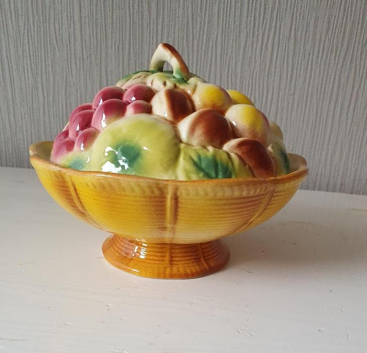 Prachtig antieke barbotine fruitkom, St-Clément, Antiek en Kunst, Antiek | Servies los, Ophalen of Verzenden