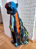 Pop-art beeld Zwarte Panter Jaguar met driptechniek, Antiek en Kunst, Ophalen of Verzenden