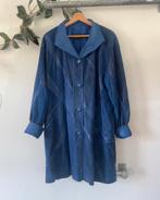 Blauwe leren vintage jas van Philippe Vallereuil, Maat 38/40 (M), Blauw, Ophalen of Verzenden, Vintage