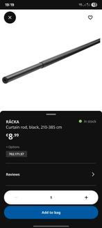 IKEA RÄCKA Gordijnroede - Zwart, 210-385 cm (2 nos), Zwart, Nieuw, Ophalen of Verzenden, 200 cm of meer