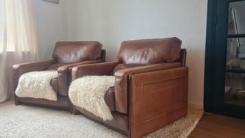 Cognac leren fauteuils Marco Milisich for Baxter Arcon 1970s beschikbaar voor biedingen